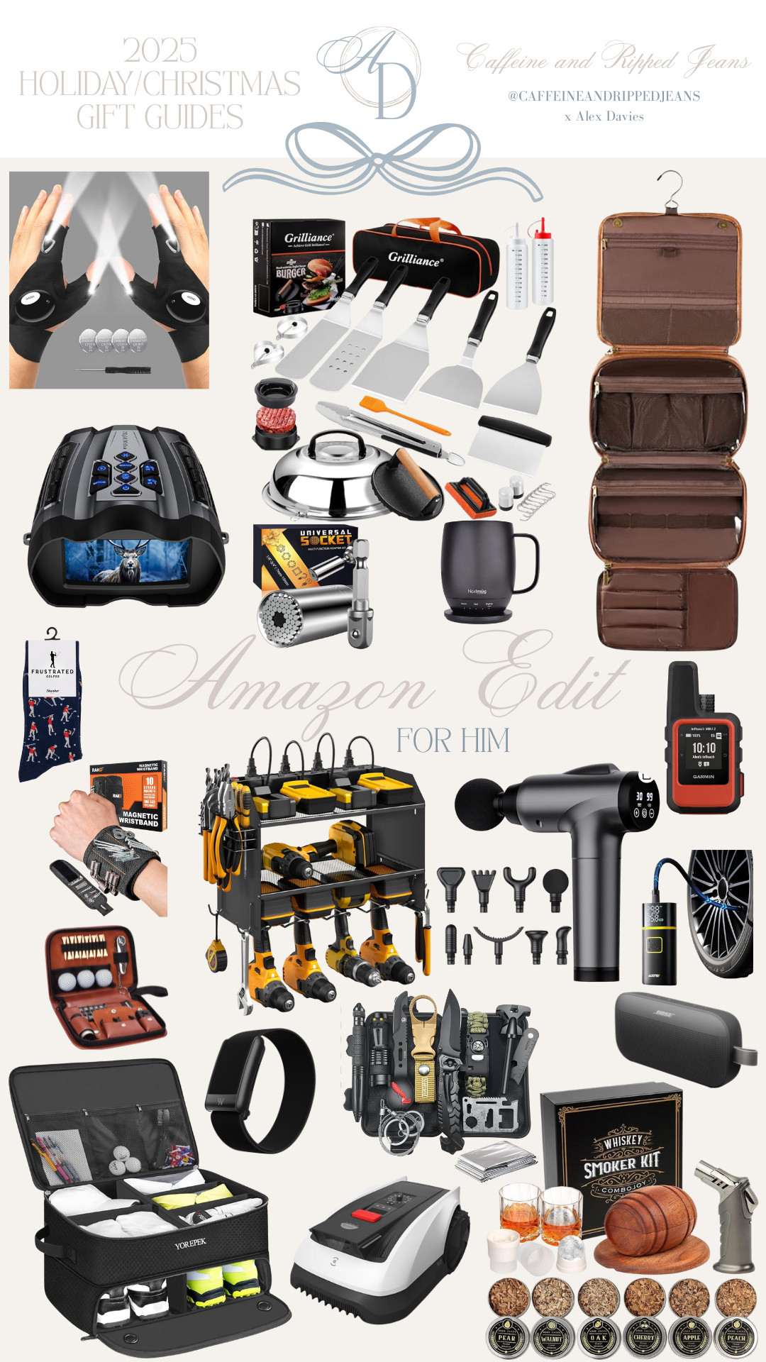 // gift guide: Amazon men's gifts // gifts for men // nice gifts for men // golfer gift guide // massage gun // robot lawn mower // night vision binoculars // blackstone grill set // whoop // bose speaker // cocktail smoker // travel bag // 

 #LTKCyberWeek #LTKGiftGuide #LTKHoliday