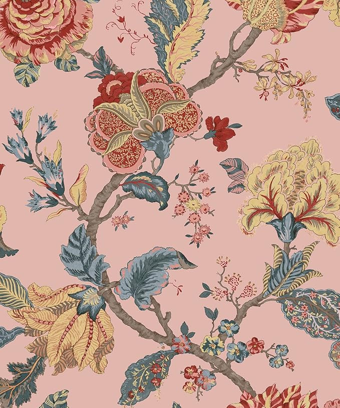 NextWall Kianna Jacobean Floral Peel and Stick Wallpaper (Blush) | Amazon (US)