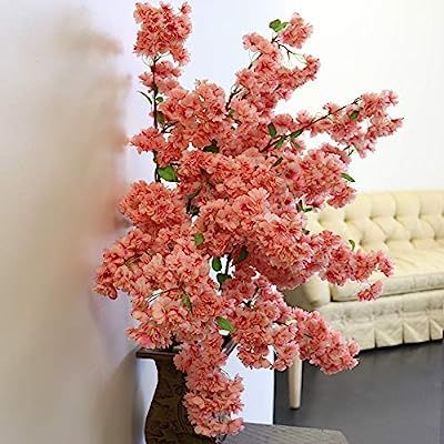 Larskilk Pink Cherry Blossom Flowers, Three 36 Inch Blossom Branches, Wedding, Party, Event, Spri... | Amazon (US)