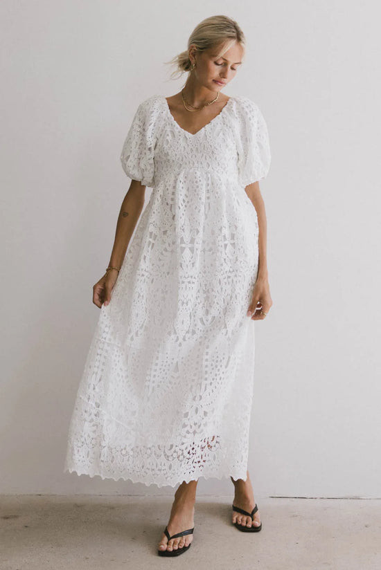 Devon Eyelet Lace Maxi Dress in Ivory | Böhme US
