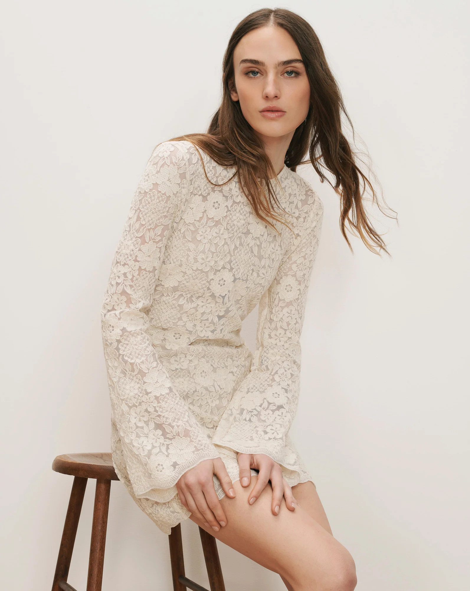 Teresia Lace Mini Dress in Dove | Veronica Beard | Veronica Beard
