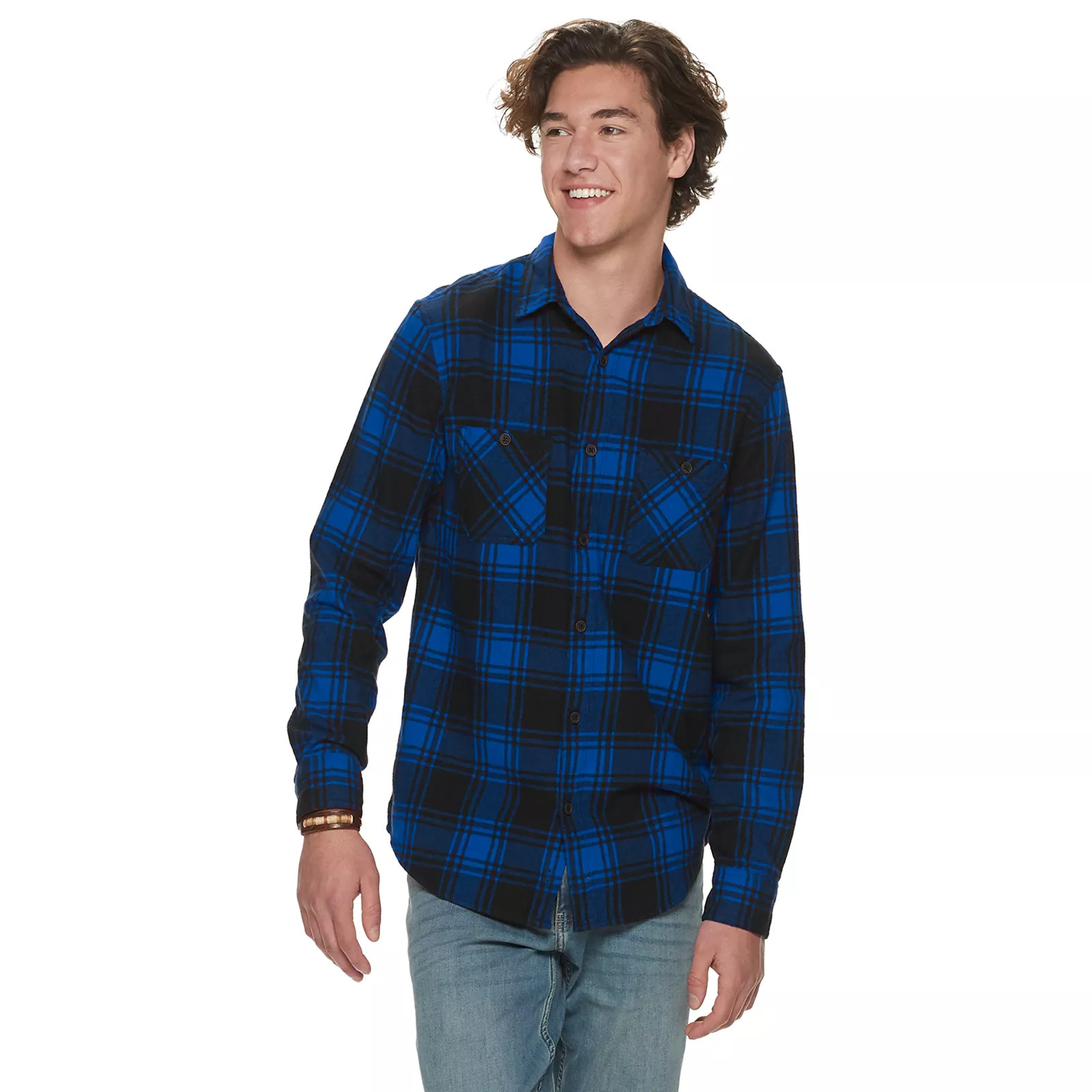 Men's Urban Pipeline Button-up Flannel Long Sleeve Shirt, Size: XL, Dark Blue | Kohl's