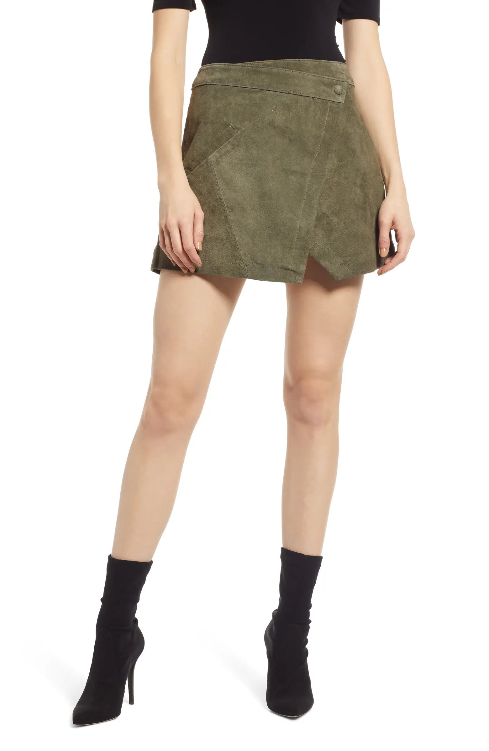 Snap Front Suede Wrap Skirt | Nordstrom