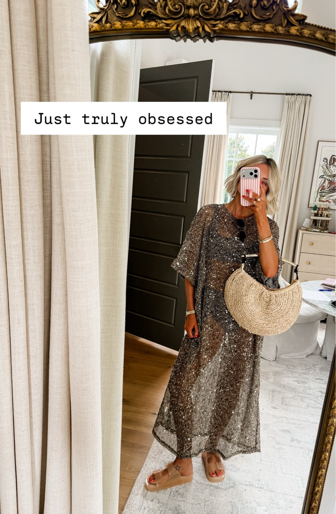 Obsessed with this glitter coverup 😍 wearing XS.

Loverly Grey, glitter coverup, vacation finds