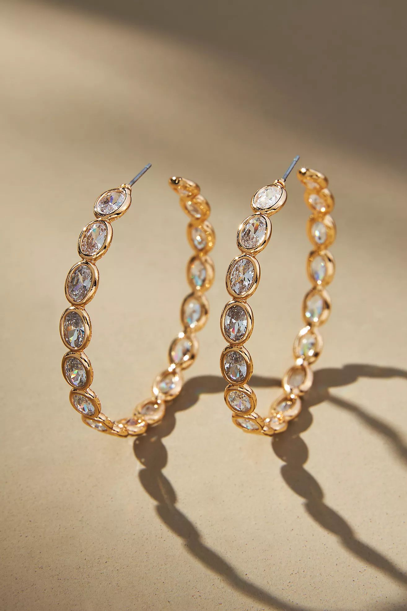 Large Oval Pavé Hoop Earrings | Anthropologie (US)