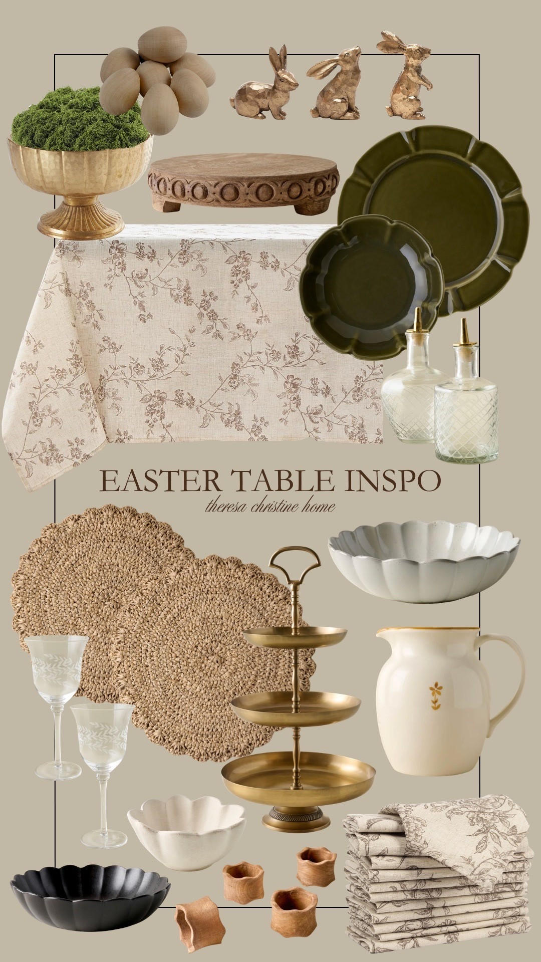 Easter table inspo 🤎🐇 Neutral Easter decor, moody Easter decor, Easter hosting, Easter home decor, spring home, vintage home, modern home 

#LTKSpringSale #LTKHome #LTKSeasonal