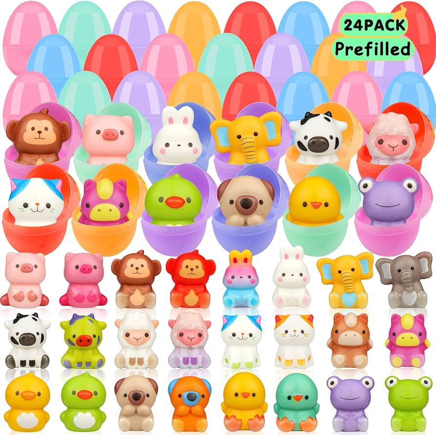 Prefilled Easter Eggs with Animal Squishy Toys Inside,Easter Basket Stuffers for Egg Hunt,Easter ... | Amazon (US)