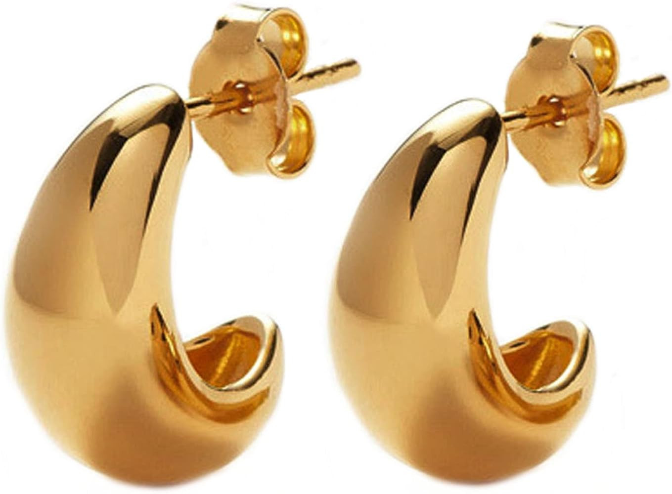 Chunky Gold Hoop Earrings for Women, Lightweight Waterdrop Hollow Open Hoops Tear Drop Silver Gol... | Amazon (US)