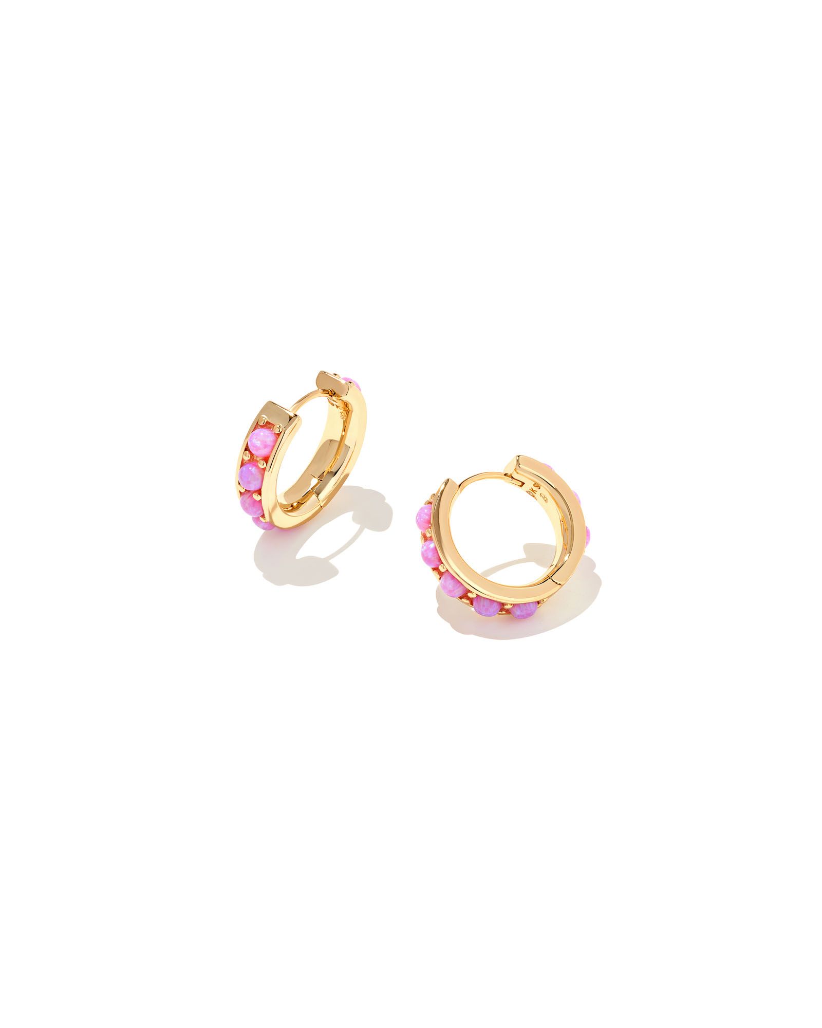 Barbie™ x Kendra Scott Gold Huggie Earrings in Pink Opal | Kendra Scott | Kendra Scott