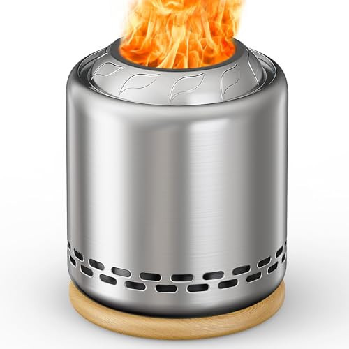 OGERY Stove Tabletop Fire Pit with Stand 7.9 x 6.1 in, Smokeless Firepit Camping Outdoor Table Top Firepit for Urban & Suburbs with Portable Travel Bag, Fueled by Pellets or Wood, Stainless Steel | Amazon (US)