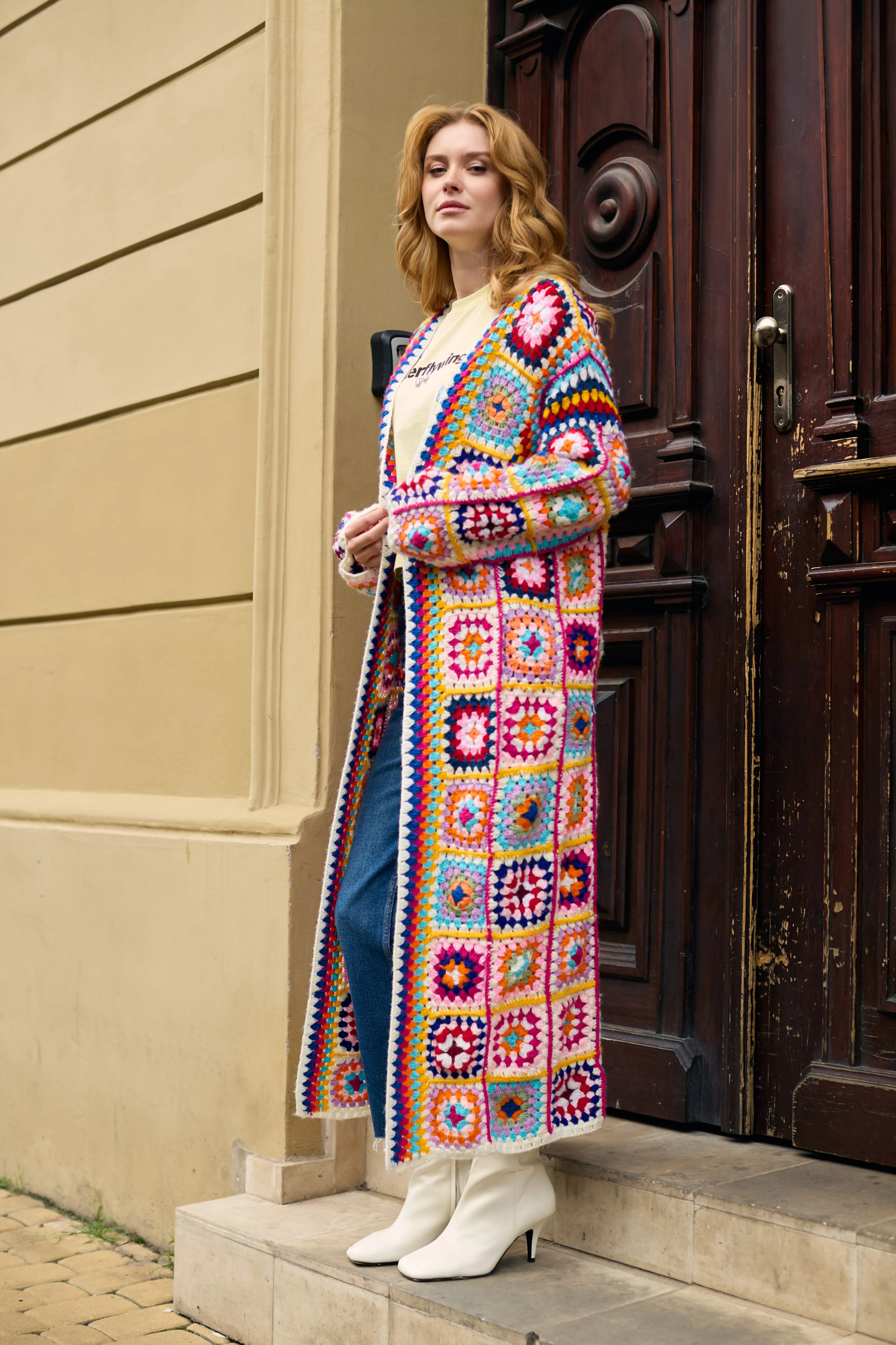 Crochet Multicolored Square Kimono | Saachi