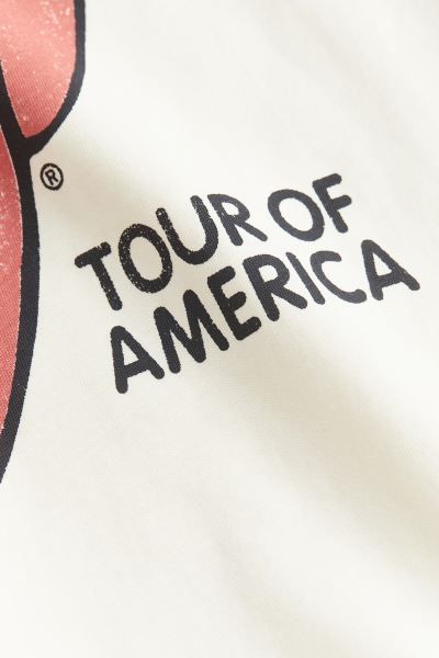 Oversized Printed T-shirt - Round Neck - Short sleeve - Cream/The Rolling Stones - Ladies | H&M U... | H&M (US + CA)
