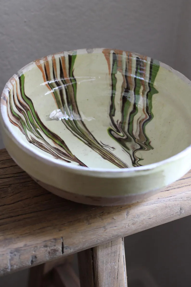Marbleized Cream Glazed Bowl - Etsy | Etsy (Global)