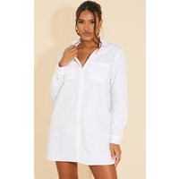 White Long Sleeve Button Shirt Dress | PrettyLittleThing US