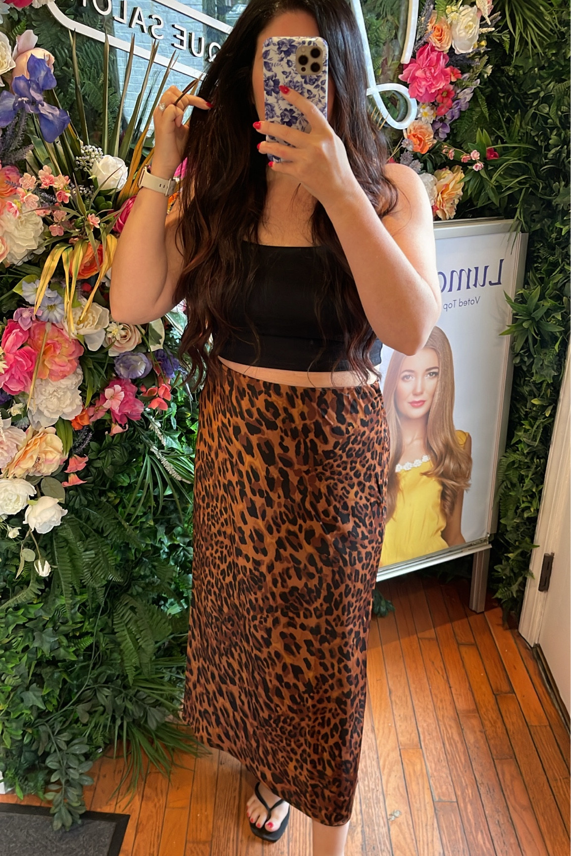 Fall transition outfit, leopard print maxi midi skirt, black crop top, black flip flops, casual outfit, midsize outfit, postpartum fall outfit

#LTKSeasonal #LTKFindsUnder50 #LTKMidsize