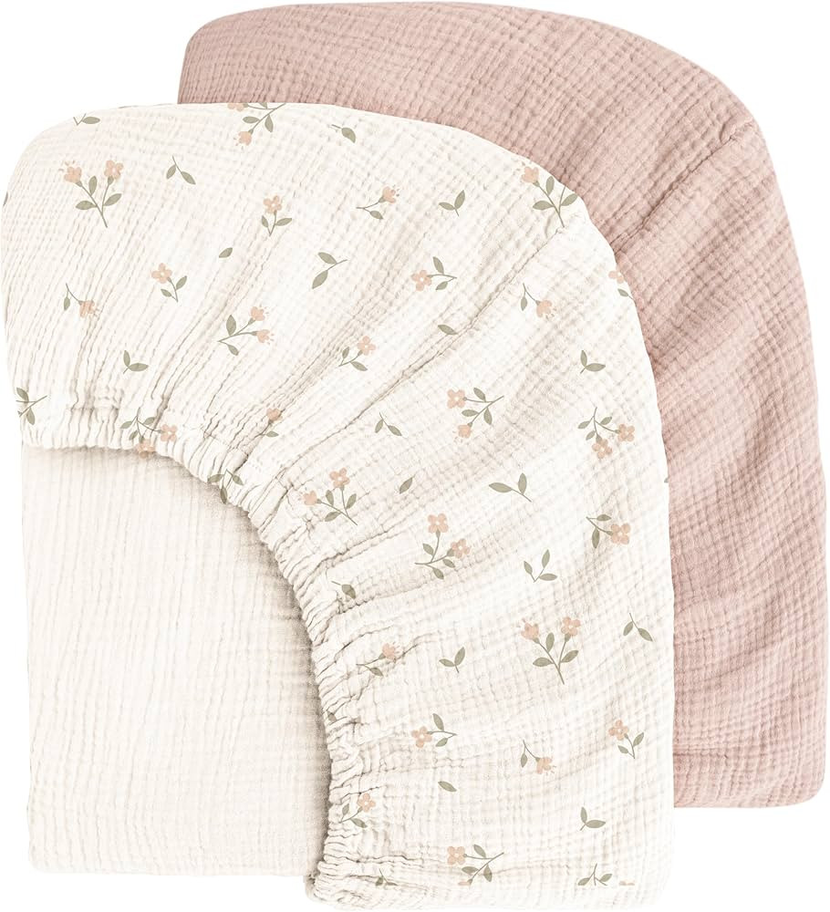 Muslin Cotton Crib Sheets - Neutral Fitted Sheets for Standard Crib& Toddler Mattress Soft and Br... | Amazon (US)