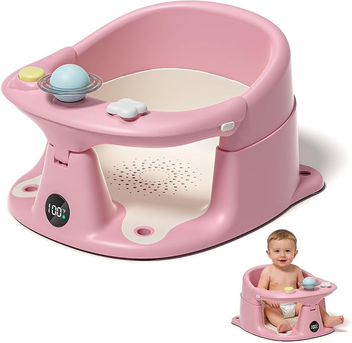 Baby Bath Seat for Babies 6 Months & up with Thermometer, Non-Slip Toddler Bath Seats for Sitting... | Amazon (US)