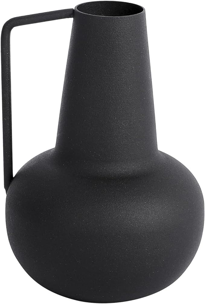 Modern Farmhouse Glam Metal Vase, Black Flower Vase Home Décor Centerpiece Small | Amazon (US)