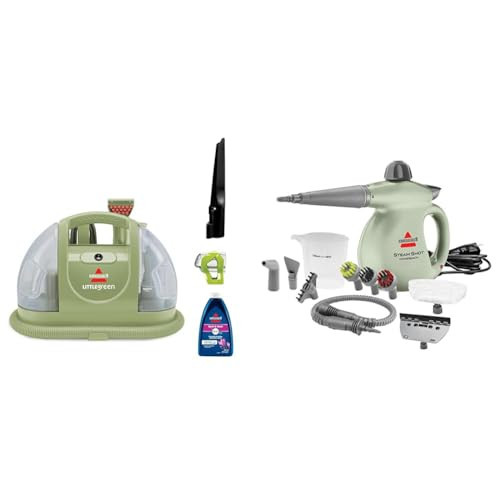 BISSELL Little Green Portable Carpet and Upholstery Cleaner, Car and Auto Detailer, with Exclusive Specialty Tools, Green, 1400B + BISSELL® Steam Shot™ OmniReach Handheld Steam Cleaner, New 2024 Model | Amazon (US)