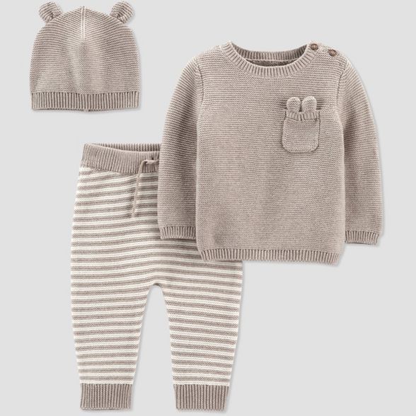 Baby 3pc Sweater Top & Bottom Set - Just One You® made by carter's Beige | Target