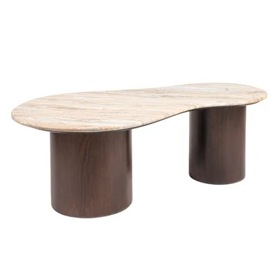 Marble and Mango Wood Organic Shaped Coffee Table | Wayfair North America