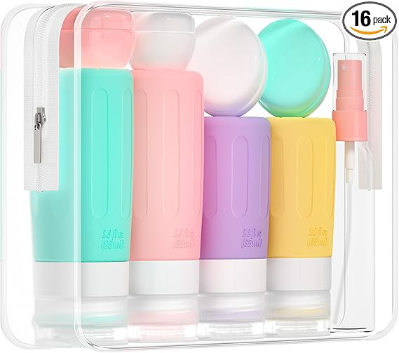 Morfone 16 Pack Travel Bottles Set for Toiletries, TSA Approved Travel Containers Leak Proof Sili... | Amazon (US)