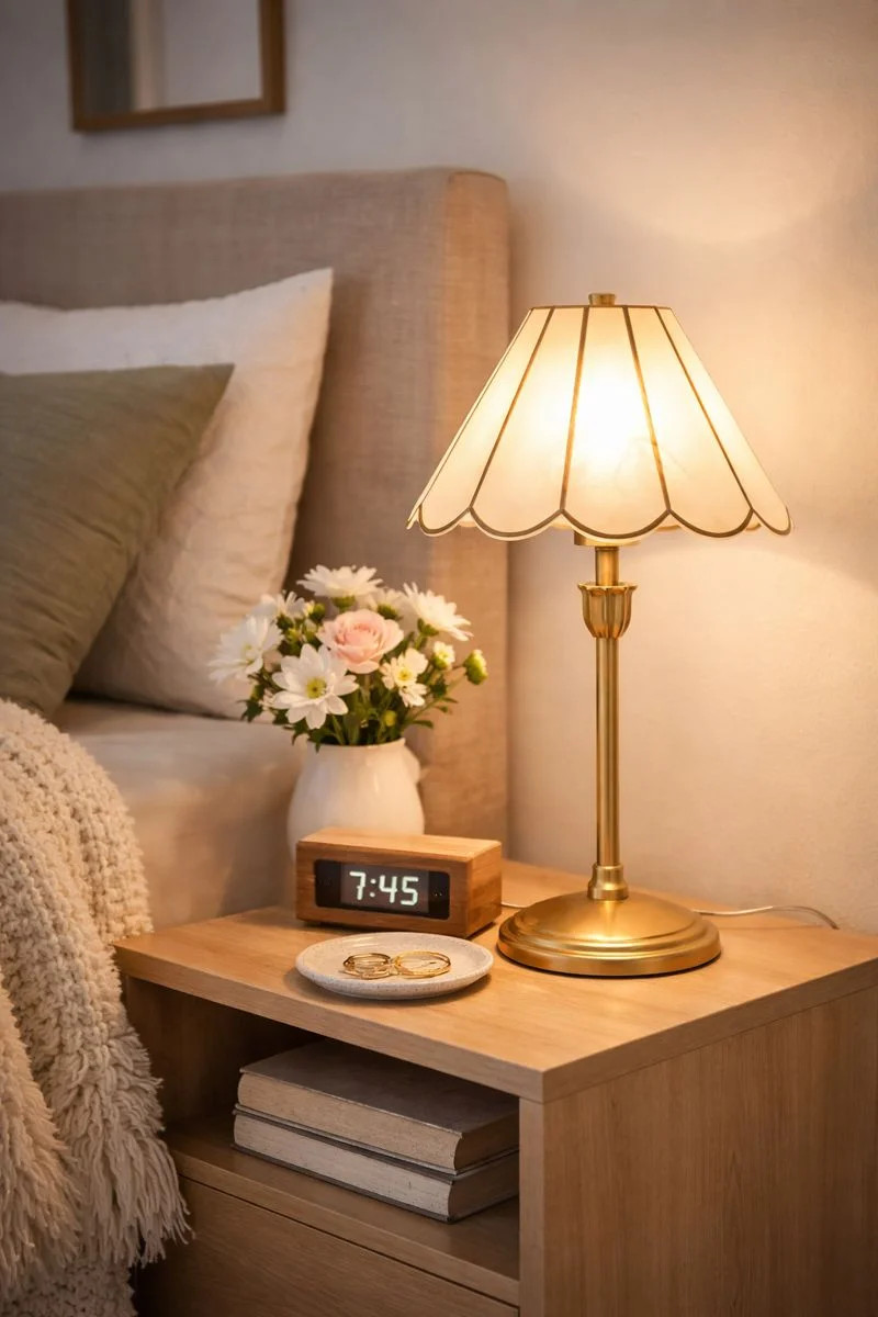 Home Decor Collection Capiz Scalloped Glass Table Lamp, Gold Finish, 19"H | Walmart (US)