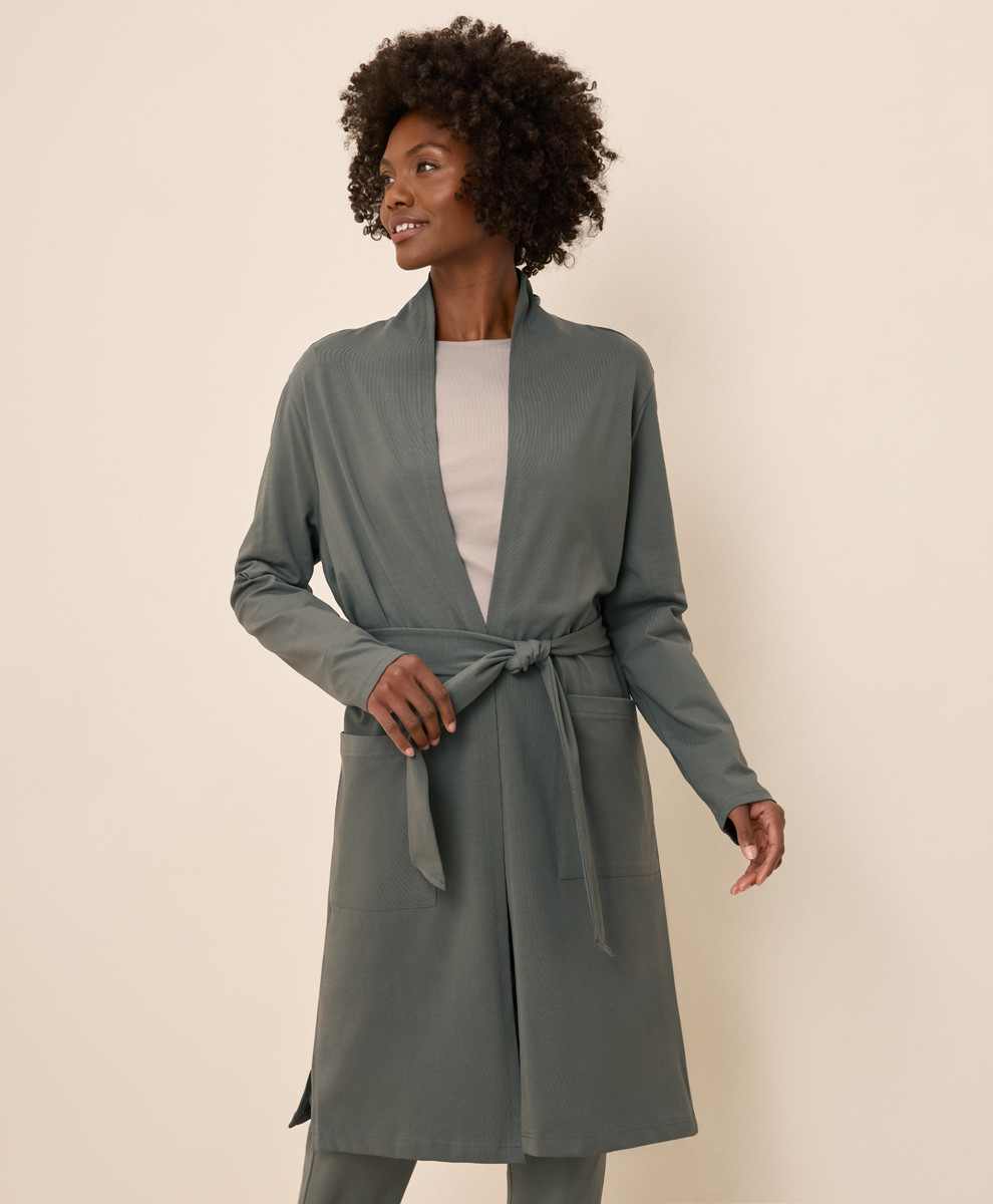 Women's Castor Green Cool Stretch Lounge Duster M | Pact Apparel