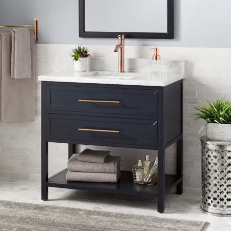 Robertson 36" Single Vanity Set with Wood Cabinet, Marble Vanity Top, and Rectangular Undermount ... | Build.com, Inc.