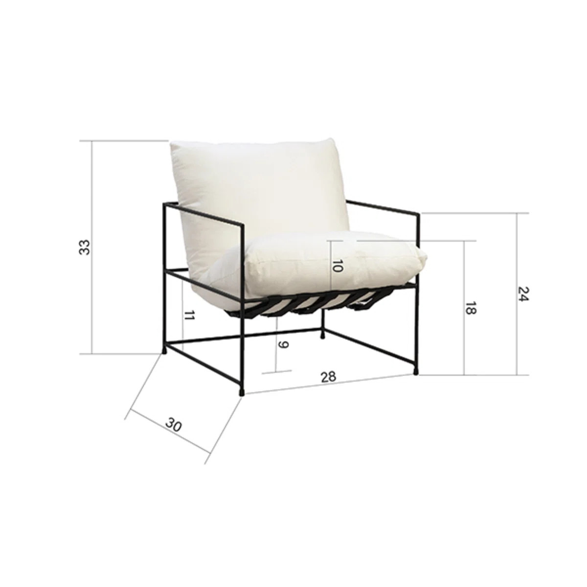 17 Stories Tomasine Black Iron Hammock Style Occasional Chair with White Cushion | Wayfair | Wayfair North America