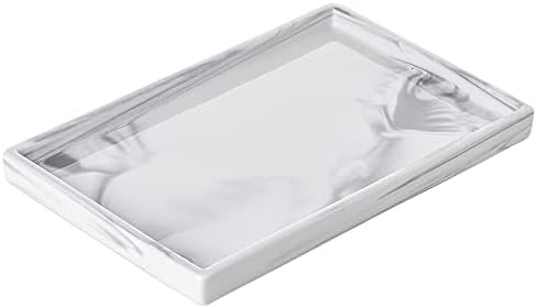 Redelaenor Vanity Bathroom Tray ,Perfume Organizer Jewelry Plate Holder White Marble Tray Decorative | Amazon (US)