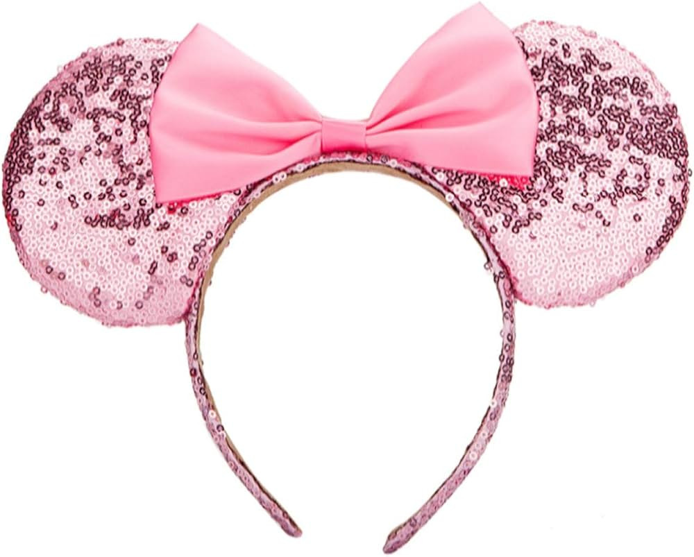 Seamoy Minnie Ears Headband,Sequin Mouse Ears Headband with Bow Hairs Accessories for Girls Women... | Amazon (US)