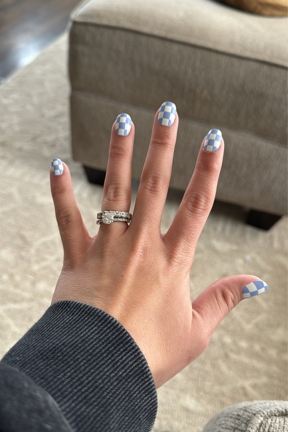 Springs nails / checkered / purple / press-on nails 