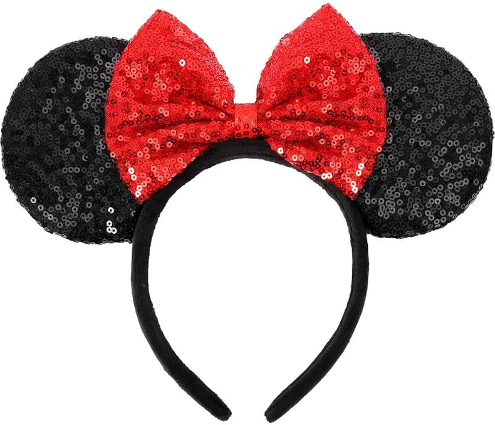 ETLUK Mouse Ears Headband, Mouse Ears Sequin Bow Headbands for Women Girls, Cosplay Accessories P... | Amazon (US)