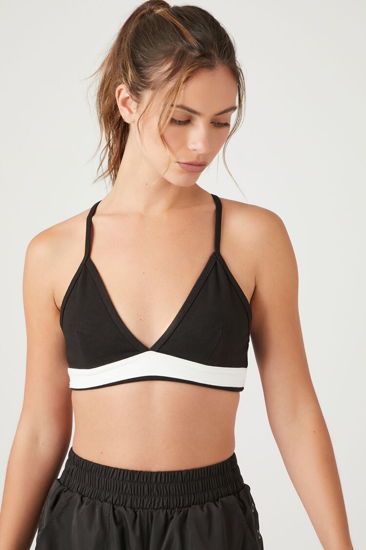 Contrast V-Neck Sports Bra | Forever 21 (US)