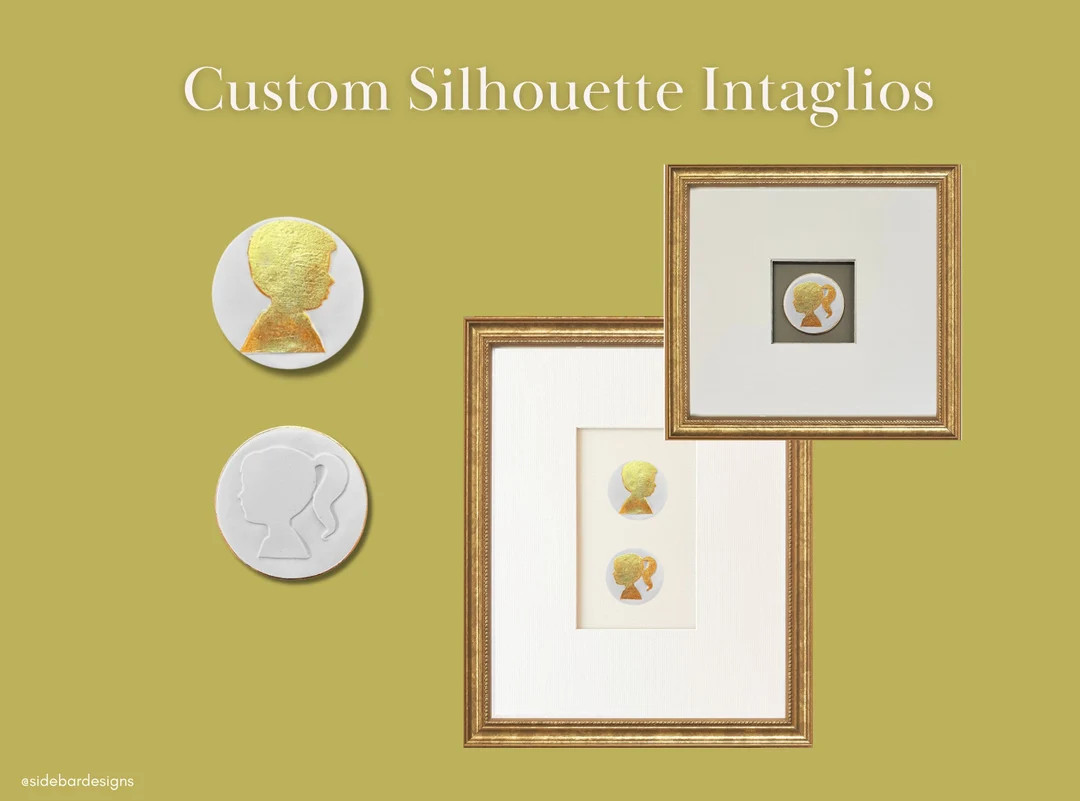 Custom Personalized Silhouette Intaglio Frame Handcrafted Children's Keepsake Unique Nursery Deco... | Etsy (US)