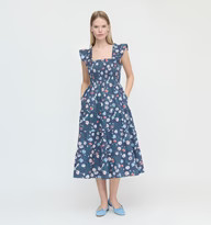 The Ellie Nap Dress - Navy Belgravia Floral Ikat | Hill House Home US