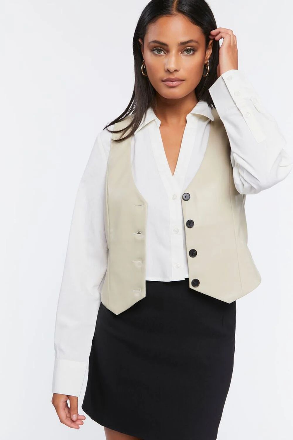 Faux Leather Button-Front Vest | Forever 21 (US)
