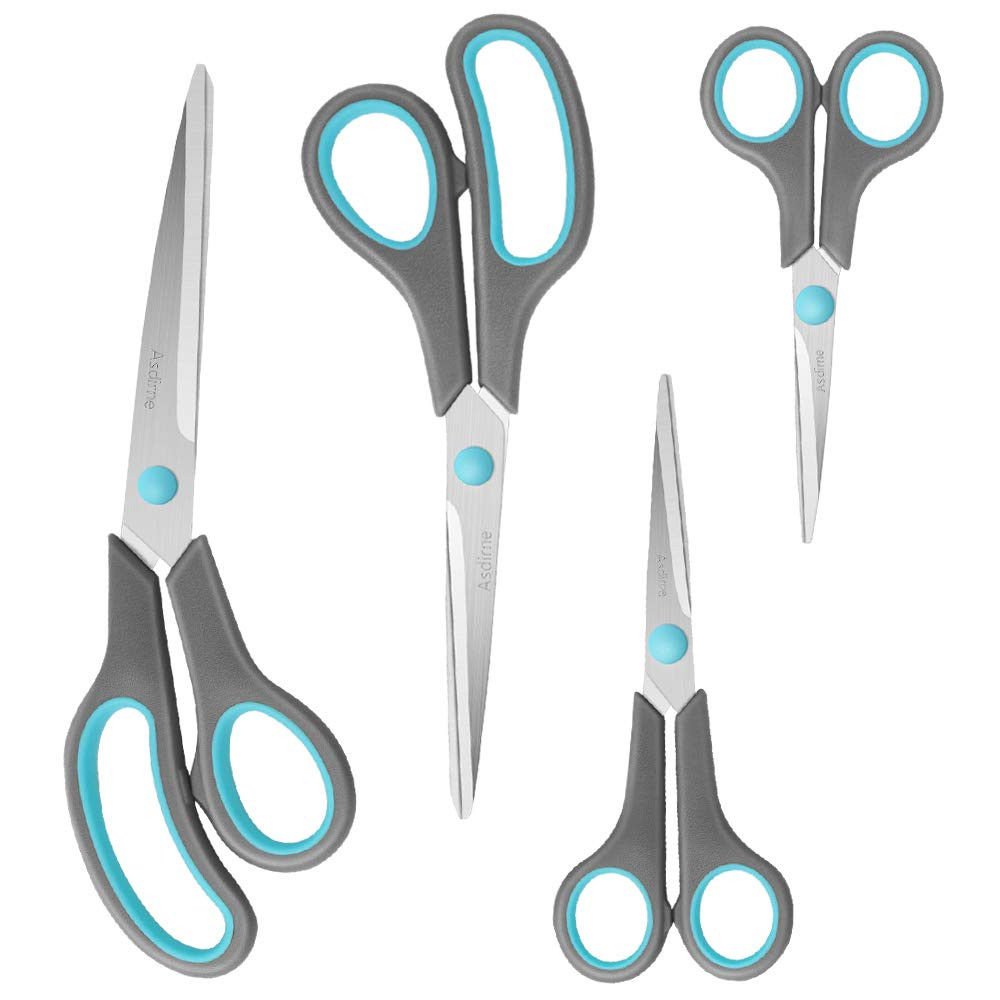 Scissors Set of 4, Premium Stainless Steel Razor Blades, Ergonomic Semi-Soft Rubber Grip, Suitabl... | Amazon (US)