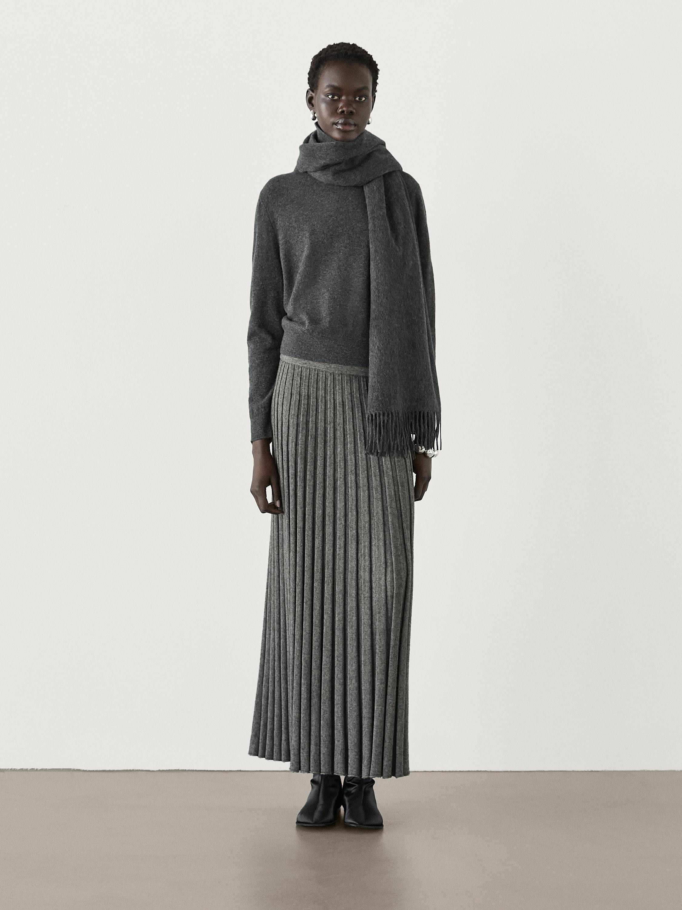 Pleated wool blend skirt | Massimo Dutti US