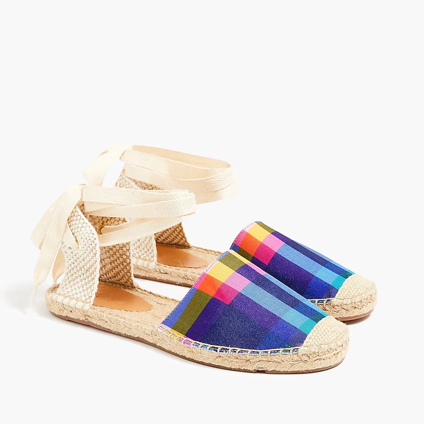 Printed canvas ankle-wrap espadrille sandals | J.Crew Factory