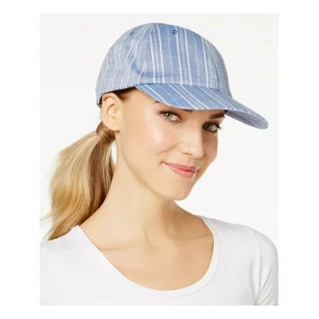 INC Womens Light Blue Striped Cotton Strapback Baseball Ball Cap Hat | Walmart (US)