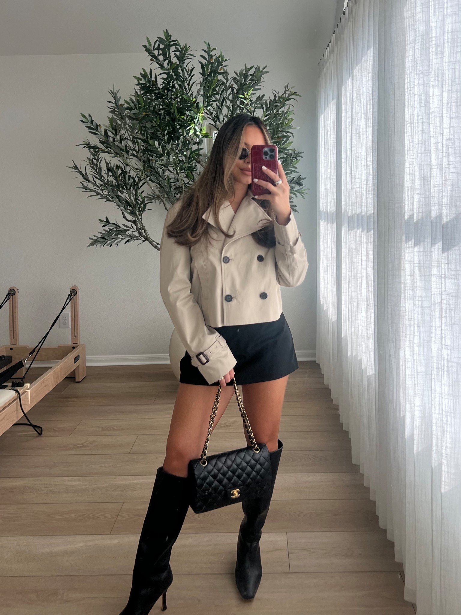 Trench- wearing size 2XS
Skort- wearing size 2