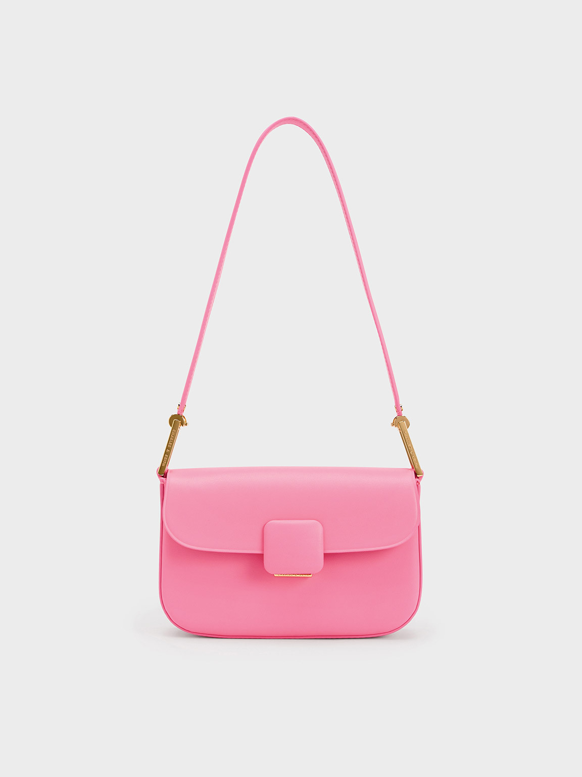 Koa Square Push-Lock Shoulder Bag - Black | Charles & Keith EU