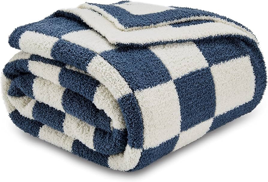 Checkered Blanket, Ultra Soft Cozy Blue Checkered Throw Blanket, Warm Fluffy Checkerboard Throw B... | Amazon (US)