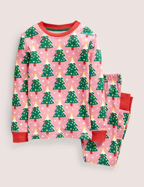 Snug Glow-In-The-Dark Pajamas - Formica Pink Christmas Trees | Boden (US)