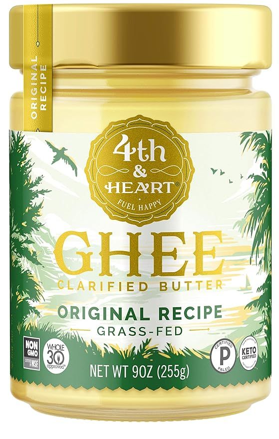 4th & Heart Original Grass-Fed Ghee, 9 Ounce, Keto, Pasture Raised, Lactose and Casein Free, Cert... | Amazon (US)
