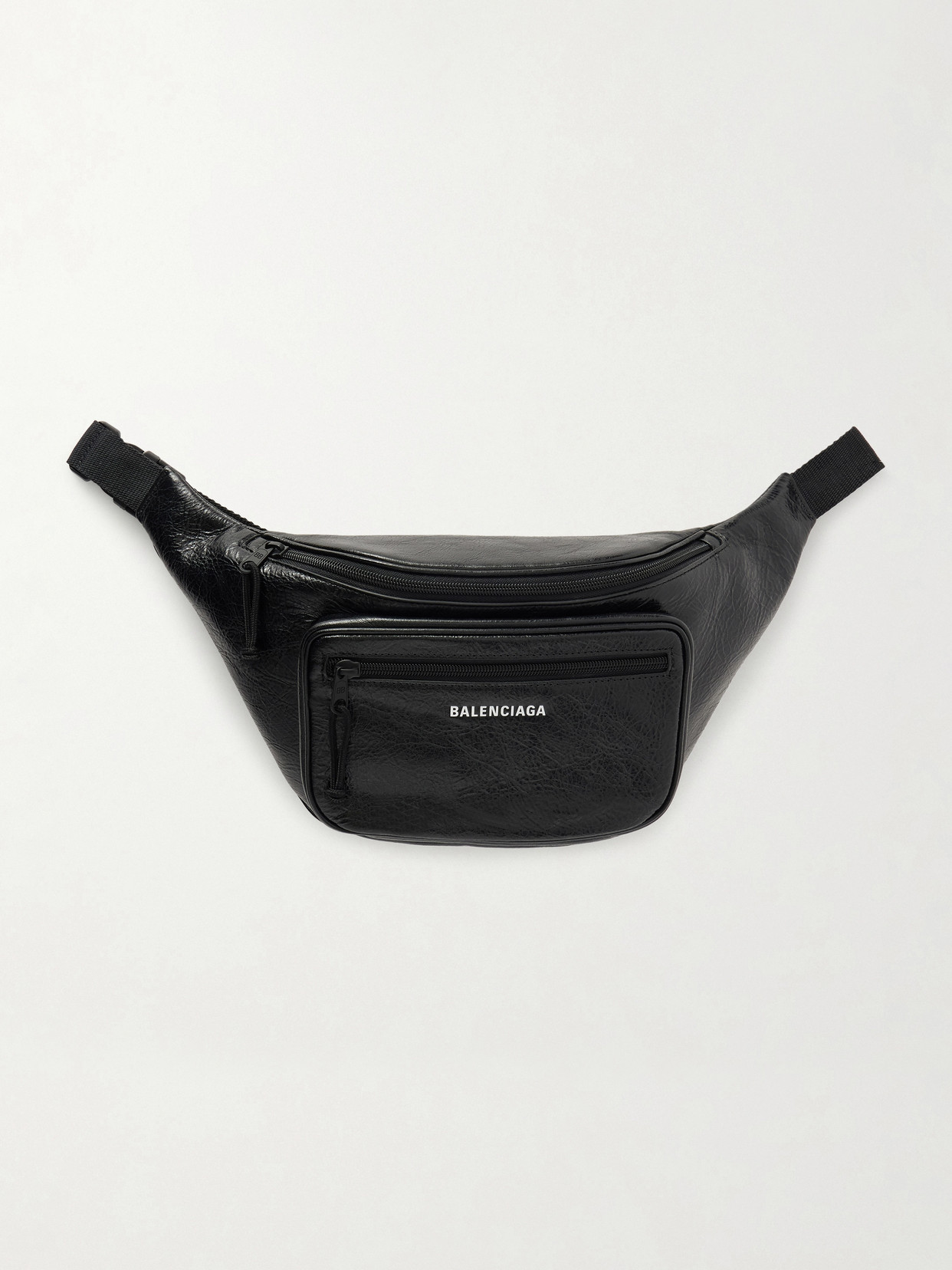 Balenciaga - Crinkled Glossed-leather Belt Bag - Black | NET-A-PORTER (US)