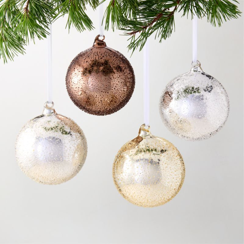 Textured Metallic Glass Christmas Tree Ornaments 5" Set of 4 + Reviews | CB2 | CB2