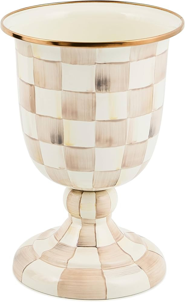 MACKENZIE-CHILDS Pedestal Vase, Decorative Centerpiece and Flower Holder, Brown-and-White Mocha C... | Amazon (US)